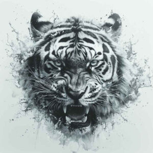 tiger – tattoo design ideas free ai generated – realism-contrast-play – for-back-of-neck – Gallery: tigers-inkby-ai