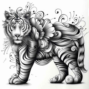tiger – tattoo design ideas free ai generated – surrealism-unconscious-imagery – for-abdomen – Gallery: tigers-inkby-ai