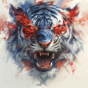 tiger-mystery-motif – tattoo design ideas free ai generated – neotraditional-sharp-edges – for-shoulder-blade – Gallery: tigers-inkby-ai