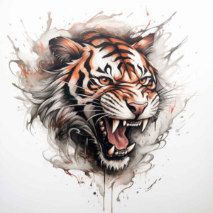 tiger-ornamentation – tattoo design ideas free ai generated – realism-surface-complexity – for-back-shoulder – Gallery: tigers-inkby-ai