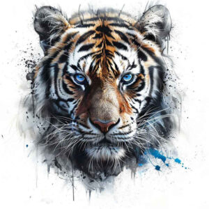 tiger-ornamentation – tattoo design ideas free ai generated – surrealism-otherworldly – for-lower-thigh – Gallery: tigers-inkby-ai