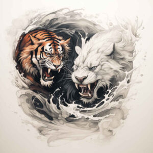 tiger-power-symbol – tattoo design ideas free ai generated – realism-realistic-movement – for-abdomen – Gallery: tigers-inkby-ai