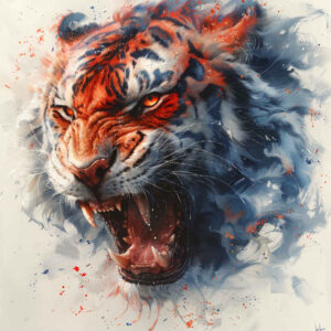 tiger-power-symbol – tattoo design ideas free ai generated – surrealism-shimmering-forms – for-hip – Gallery: tigers-inkby-ai