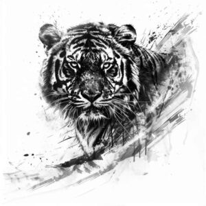 tiger-power-symbol – tattoo design ideas free ai generated – surrealism-whimsical – for-inner-arm – Gallery: tigers-inkby-ai