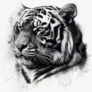 tiger-protection-motif – tattoo design ideas free ai generated – surrealism-abstract – for-knee – Gallery: tigers-inkby-ai