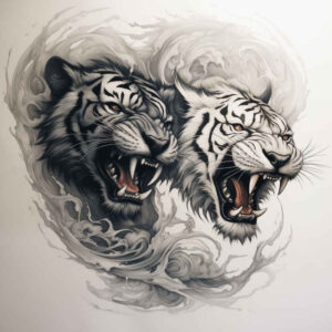 tiger-strength-motif – tattoo design ideas free ai generated – realism-gentle-shadow – for-shoulder – Gallery: tigers-inkby-ai