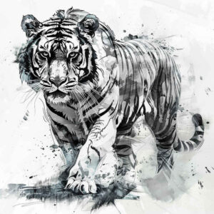 tiger-strength-motif – tattoo design ideas free ai generated – surrealism-vibrant-contrasts – for-spine – Gallery: tigers-inkby-ai