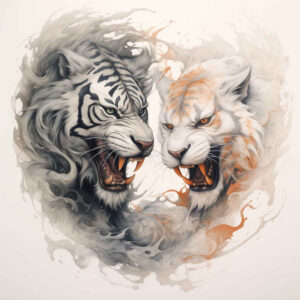 tiger-strength-symbol – tattoo design ideas free ai generated – neotraditional-dynamic-color – for-collarbone – Gallery: tigers-inkby-ai