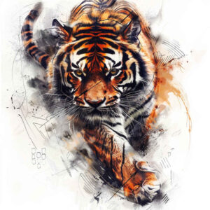 tiger-tattoo – tattoo design ideas free ai generated – neotraditional-vivid-hues – for-shin – Gallery: tigers-inkby-ai