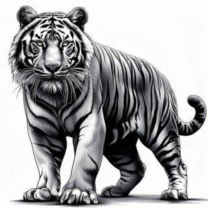 tiger-with-color – tattoo design ideas free ai generated – realism-refined-lines – for-back – Gallery: tigers-inkby-ai