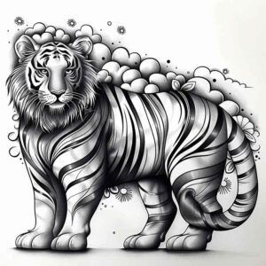 tiger-with-contour – tattoo design ideas free ai generated – realism-realistic-dimension – for-neck – Gallery: tigers-inkby-ai