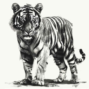tiger-with-contour – tattoo design ideas free ai generated – surrealism-altered-reality – for-collarbone – Gallery: tigers-inkby-ai