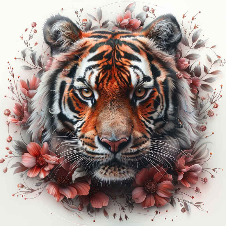 tiger-with-dots – tattoo design ideas free ai generated – realism-illusion-of-depth – for-foot – Gallery: tigers-inkby-ai
