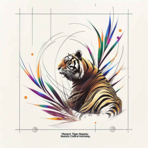 tiger-with-dots – tattoo design ideas free ai generated – surrealism-phantasmagoria – for-lower-thigh – Gallery: tigers-inkby-ai