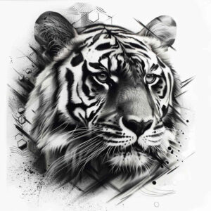 tiger-with-energy – tattoo design ideas free ai generated – neotraditional-contoured-forms – for-back – Gallery: tigers-inkby-ai