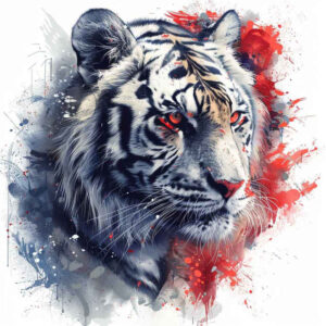 tiger-with-energy – tattoo design ideas free ai generated – neotraditional-enhanced-shading – for-lower-thigh – Gallery: tigers-inkby-ai