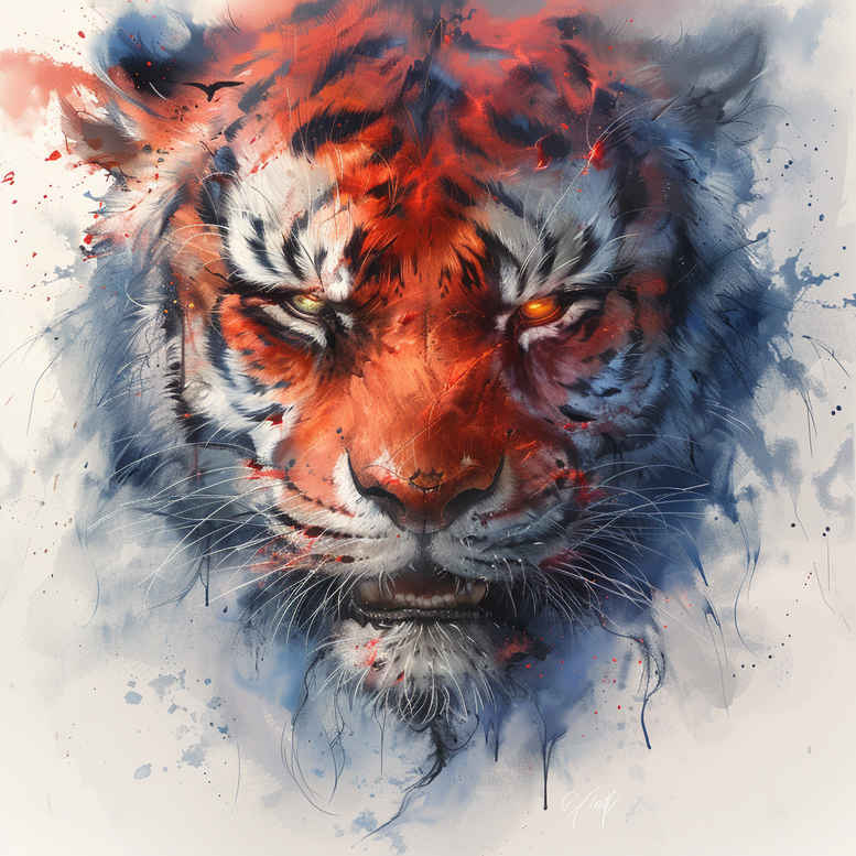 tiger-with-flowing-lines – tattoo design ideas free ai generated – neotraditional-rich-shading – for-thigh – Gallery: tigers-inkby-ai