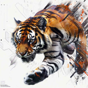 tiger-with-flowing-lines – tattoo design ideas free ai generated – neotraditional-soft-shadows – for-abdomen – Gallery: tigers-inkby-ai