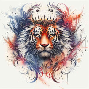 tiger-with-light-effect – tattoo design ideas free ai generated – surrealism-hallucinogenic – for-outer-arm – Gallery: tigers-inkby-ai