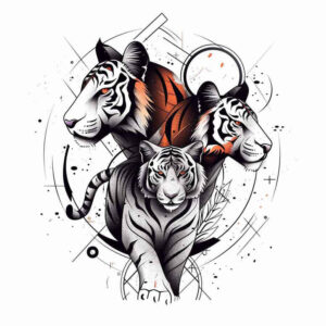 tiger-with-organic-lines – tattoo design ideas free ai generated – realism-tonal-depth – for-stomach – Gallery: tigers-inkby-ai