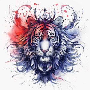 tiger-with-shadow – tattoo design ideas free ai generated – surrealism-fluid-motion – for-scapula – Gallery: tigers-inkby-ai