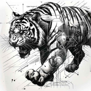 tiger-with-shadow – tattoo design ideas free ai generated – surrealism-symbolism – for-nape – Gallery: tigers-inkby-ai