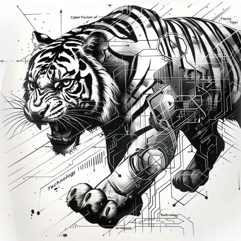 tiger-with-shadow – tattoo design ideas free ai generated – surrealism-symbolism – for-nape – Gallery: tigers-inkby-ai