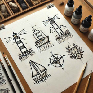 travel-symbolism-neotraditional-dynamic-color-for-lower-leg – tattoo design ideas free ai generated – Gallery: travels-inkby-ai