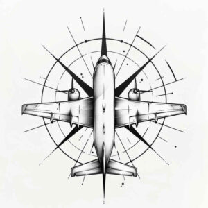 travels tattoo design ideas Surrealism bizarre cardinal compass for elbow