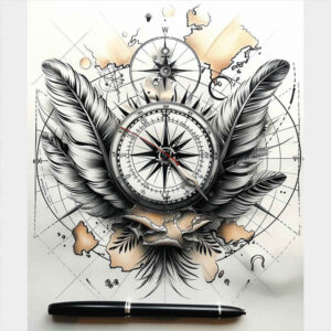 travels tattoo design ideas balanced color cardinal compass for neck