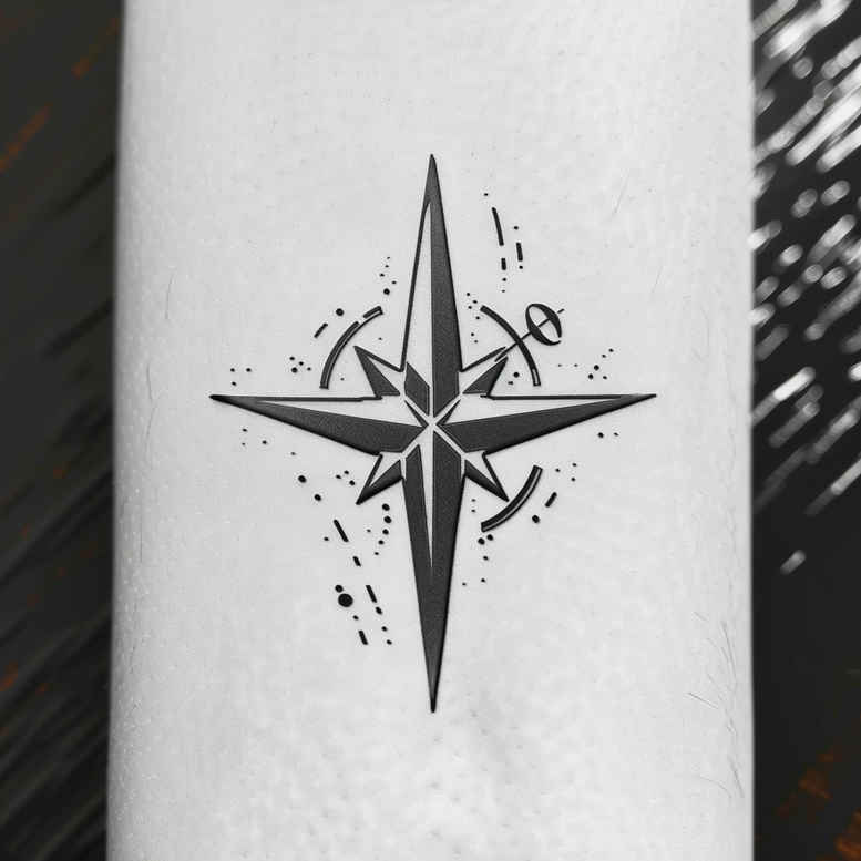 travels tattoo design ideas Surrealism mystical compass aura for lower thigh