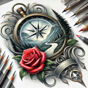 travels tattoo design ideas Surrealism enigmatic visuals magnetic direction for heel