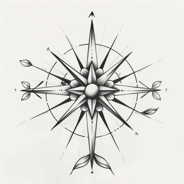 travels tattoo design ideas Surrealism fantastical elements symbolic compass shows strength