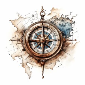 travels tattoo design ideas simple form vintage compass for sternum