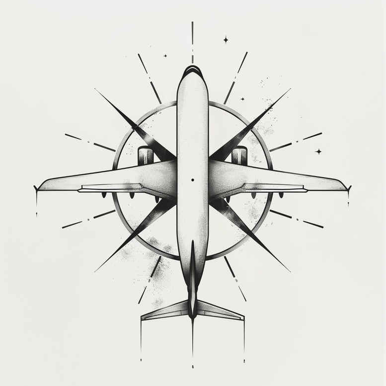 travels tattoo design ideas Surrealism mysterious wind rose for calf