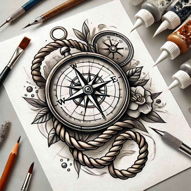 long-journeys-neotraditional-subtle-tone-for-calf – tattoo design ideas free ai generated – Gallery: travels-inkby-ai