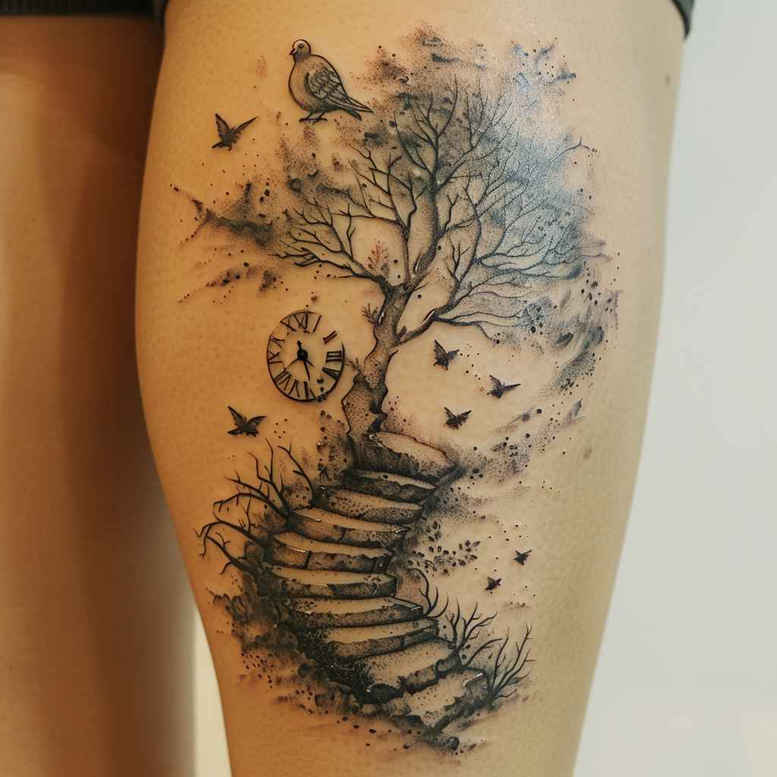 tree-with-3d-effect-surrealism-subconscious-themes-for-full-back – tattoo design ideas free ai generated – Gallery: trees-inkby-ai