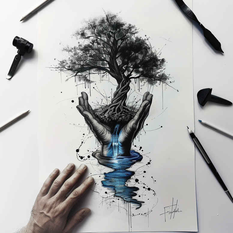 tree-harmony-motif-neotraditional-classic-motifs-for-behind-ear – tattoo design ideas free ai generated – Gallery: trees-inkby-ai