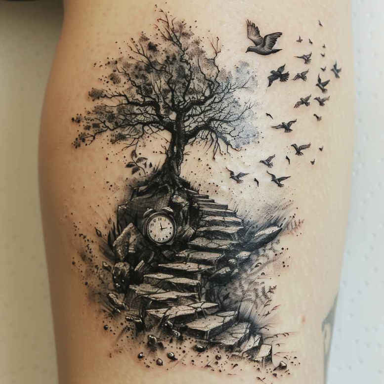 tree-with-lines-realism-naturalistic-for-nape – tattoo design ideas free ai generated – Gallery: trees-inkby-ai