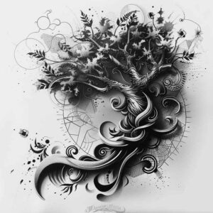 trees tattoo design ideas Surrealism phantasmagoria ancient wood for calf