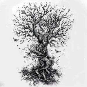 trees tattoo design ideas layered shading green spirit for collarbone