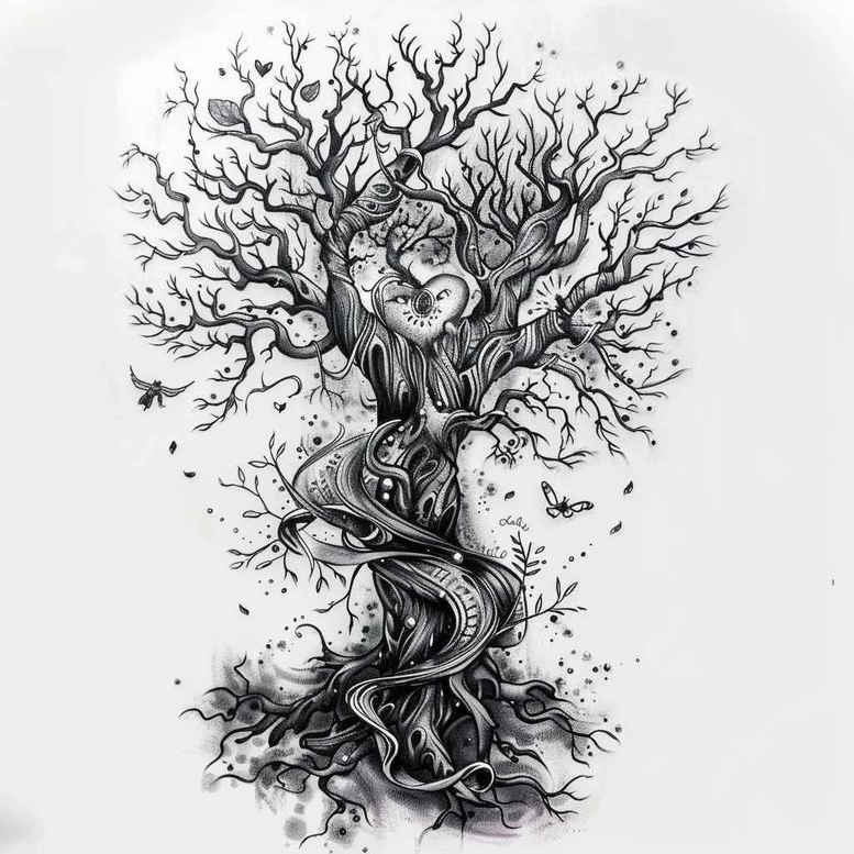 trees tattoo design ideas layered shading green spirit for collarbone