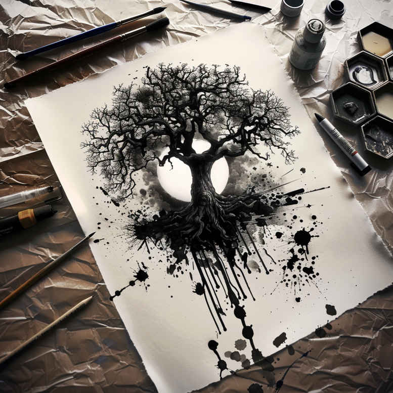 trees tattoo design ideas sharp-focus rooted strength symbol of determination