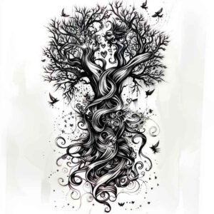trees tattoo design ideas vector-style stability mark for heel