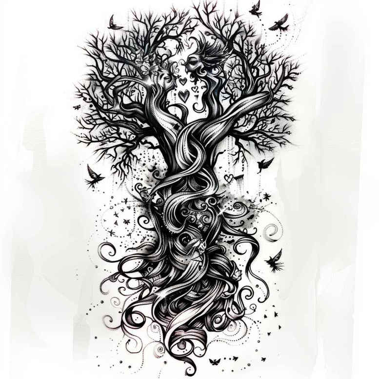 trees tattoo design ideas vector-style stability mark for heel