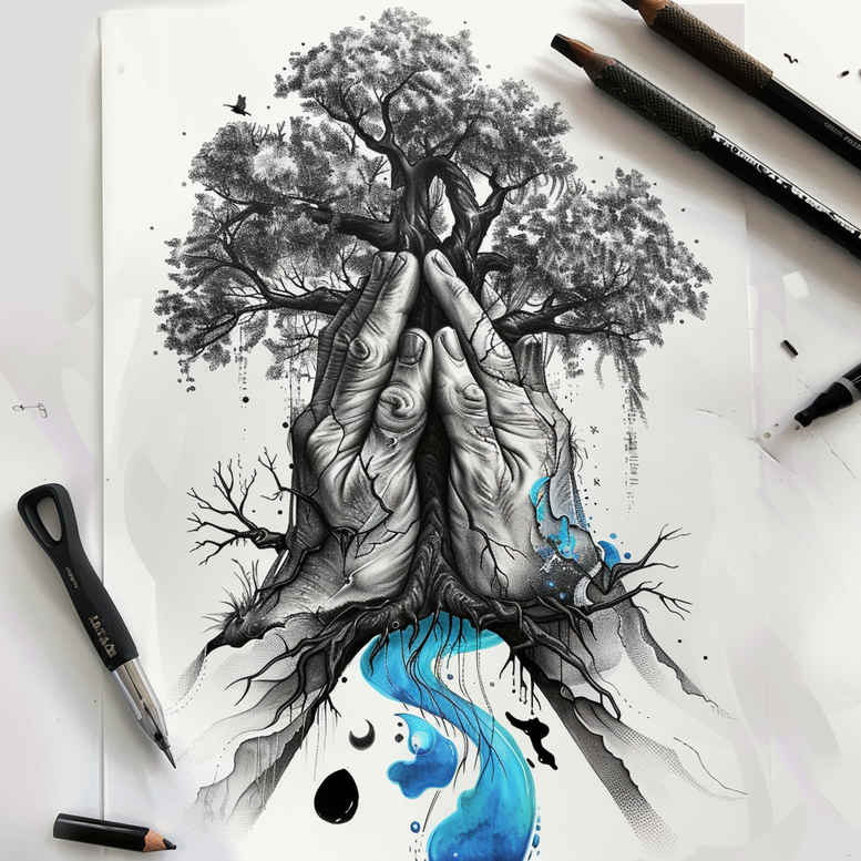 trees tattoo design ideas Realism photo-like tattoo trunk power endurance and power