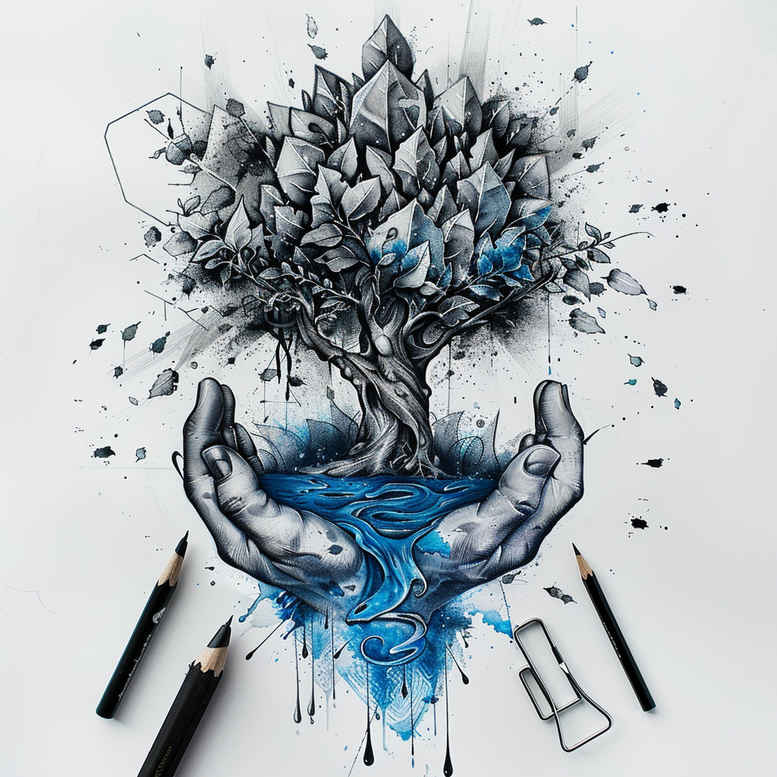 realistic-tree-realism-seamless-blend-for-nape – tattoo design ideas free ai generated – Gallery: trees-inkby-ai