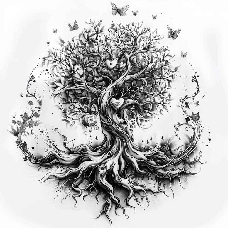realistic-tree-neotraditional-subtle-tone-for-abdomen – tattoo design ideas free ai generated – Gallery: trees-inkby-ai