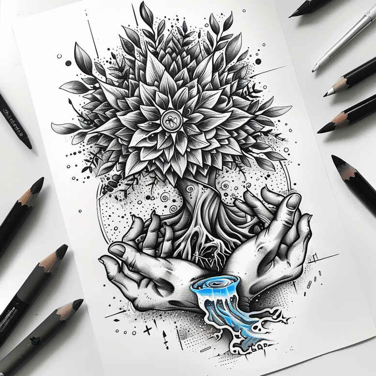 tree-protection-motif-surrealism-mystical-for-lower-back – tattoo design ideas free ai generated – Gallery: trees-inkby-ai