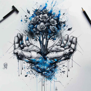 tree-with-waves-neotraditional-balanced-color-for-lower-back – tattoo design ideas free ai generated – Gallery: trees-inkby-ai
